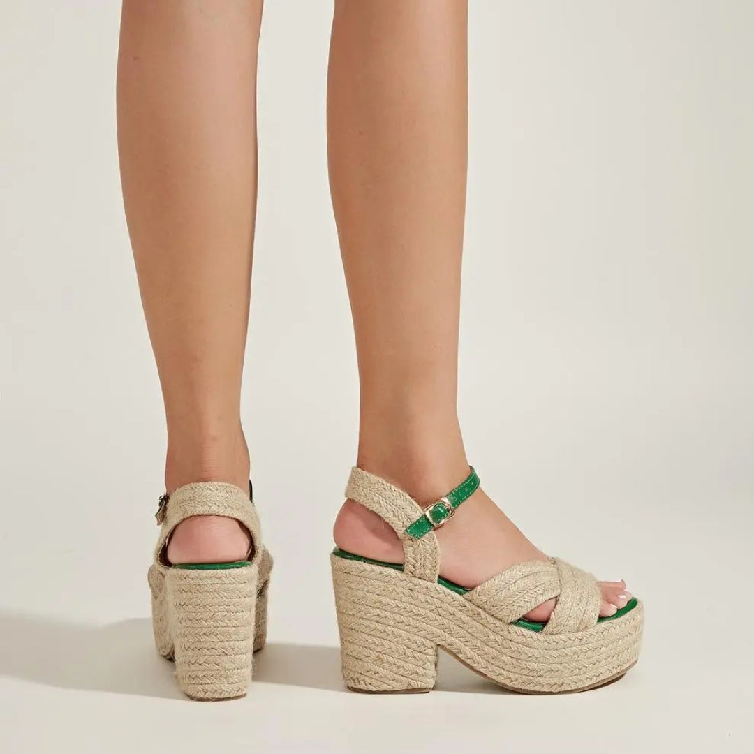 Plateausandalen für Damen ⎜ Sommerliche Keilschuhe mit Juteseil und Bequemem Blockabsatz für Alltag