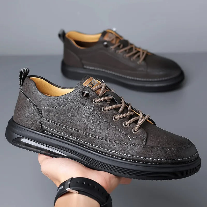 Herren Sneakers ⎜ Bequeme Sport- und Freizeitschuhe aus Leder mit gepolsterter Sohle