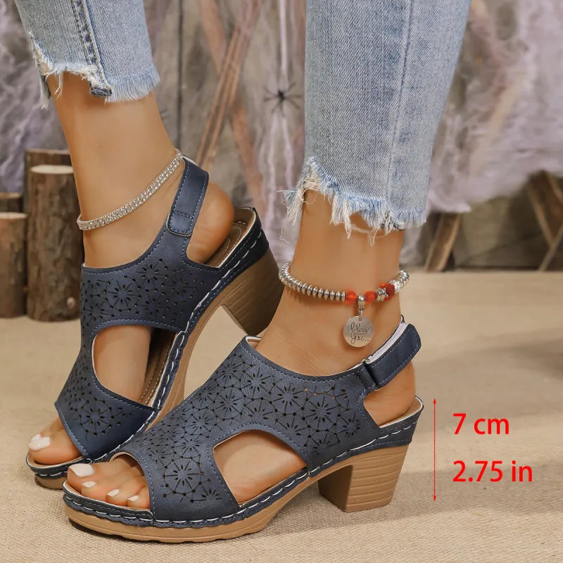 High Heel Sandalen für Damen ⎜ Komfortable Peeptoe-Schuhe mit dickem Absatz und modischem Design