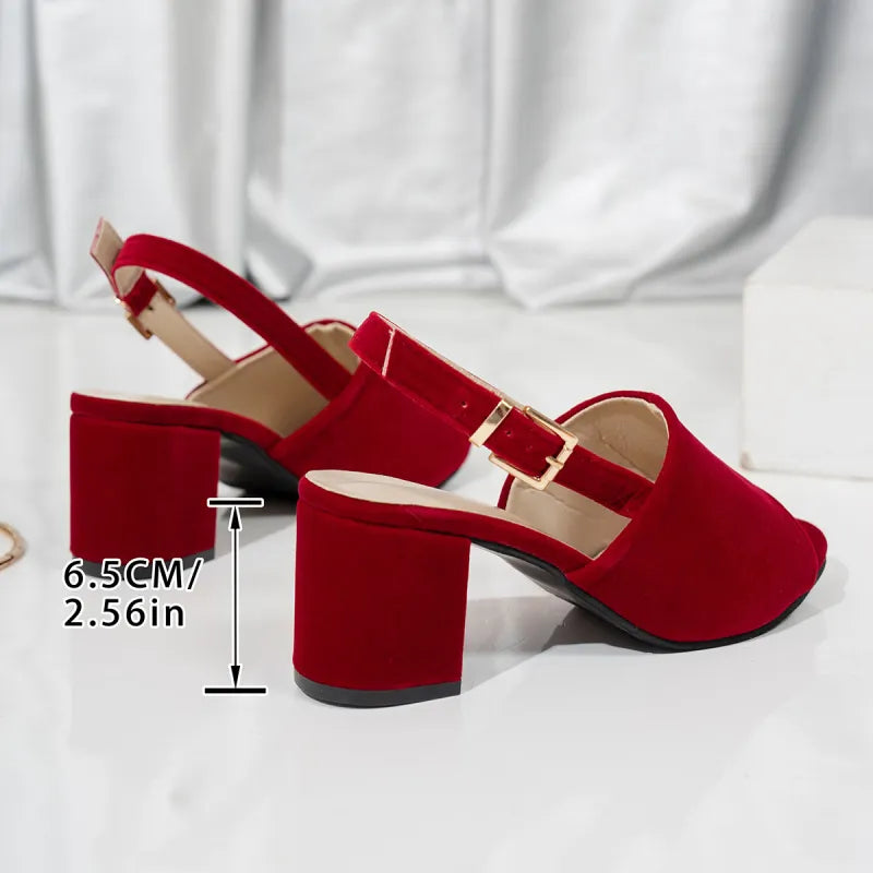 High Heels Sandalen für Damen ⎜ Offene Sommerschuhe mit Blockabsatz und verstellbarem Fersenriemen