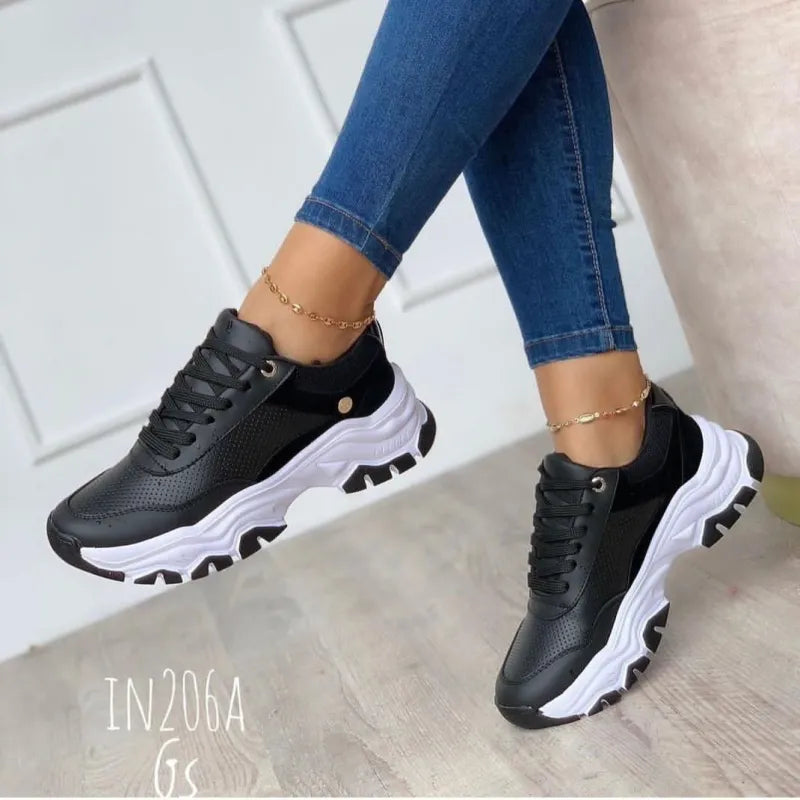 Plattform-Sneaker für Damen ⎜ Bequeme Schuhe mit Klassischem Design und Modischer Sohle für Alltag