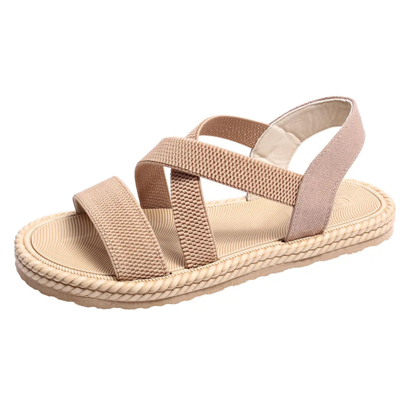 Damen Sandalen im Casual-Stil ⎜ Bequeme Schuhe mit elastischen Riemen und modischer Sohle