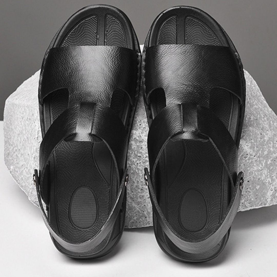 Herren Sandalen ⎜ Bequeme Leder-Schuhe im Römischen Stil mit verstellbarem Riemen für den Sommer