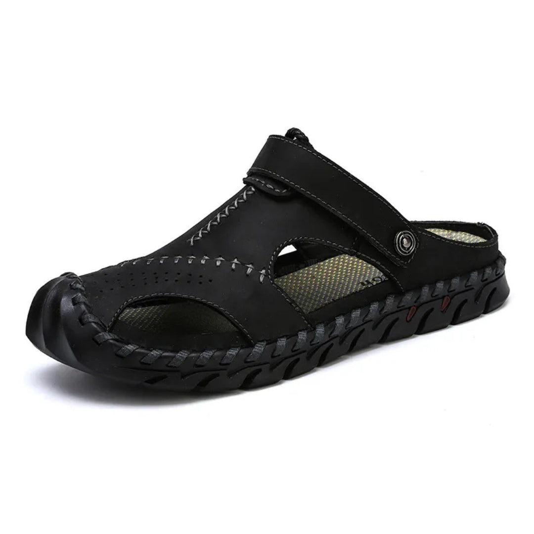 Sommer Slipper für Herren ⎜ Atmungsaktive Lederschuhe In Übergrößen für Strand und Freizeit