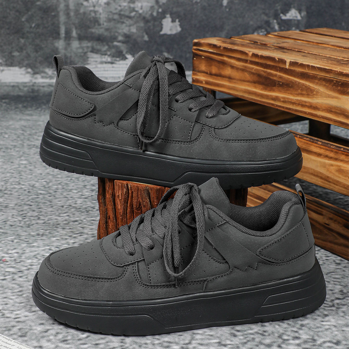 Herren Sneaker ⎜ Bequeme Freizeitschuhe mit dicker Sohle und Vintage-Design für den Alltag
