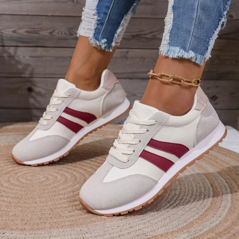 Damen Sneakers ⎜ Modische Schuhe mit Kontraststreifen und bequemer Sohle für Alltag und Freizeit