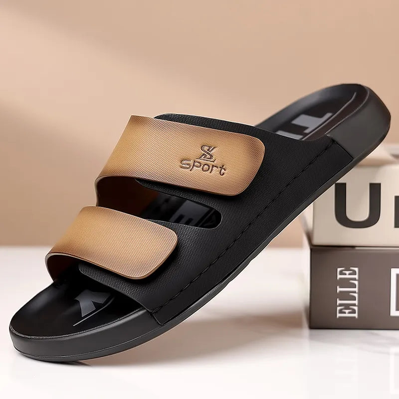Outdoor Slipper für Herren ⎜ Rutschfeste, verstellbare Freizeitschuhe mit Farbdetails