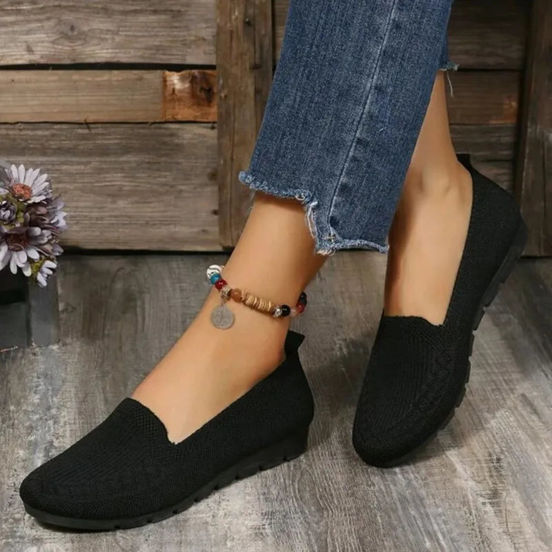 Flache Mesh-Slipper für Damen ⎜ Bequeme Schuhe mit Rundem Zehenbereich für Alltag und Komfort