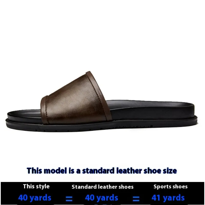 Herren Slipper aus echtem Leder ⎜Bequeme Sommer-Sandalen mit rutschfester Sohle für Outdoor-Aktivitäten