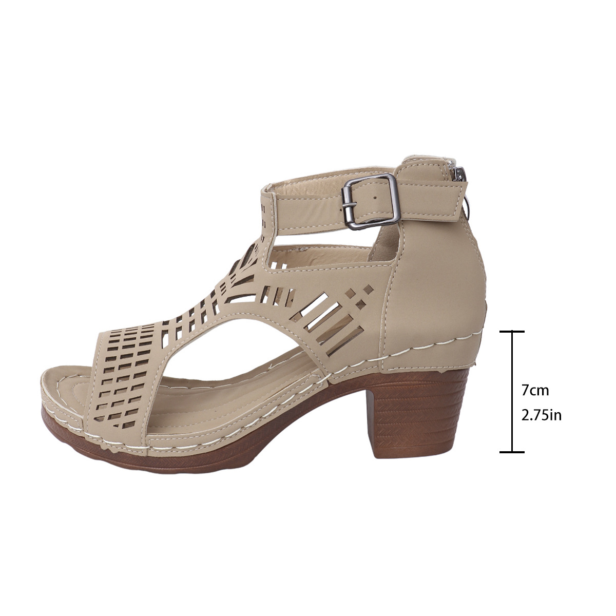Damen Sandalen mit Blockabsatz ⎜ Stylische Schuhe mit offenen Zehen und Cut-Out-Design