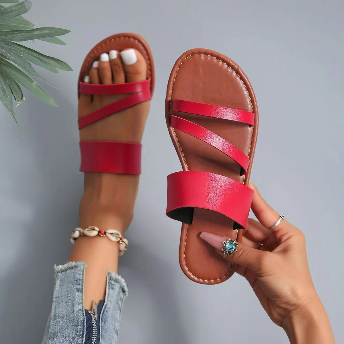 Bequeme Sandalen für Damen ⎜ Schlanke Slip-ons mit verstellbaren Riemen für den Sommer