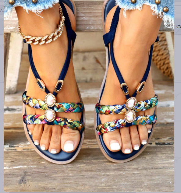 Damen Outdoor-Sandalen ⎜ Flache Komfortsohle mit Geflochtenem Design und Geeignet für Große Größen