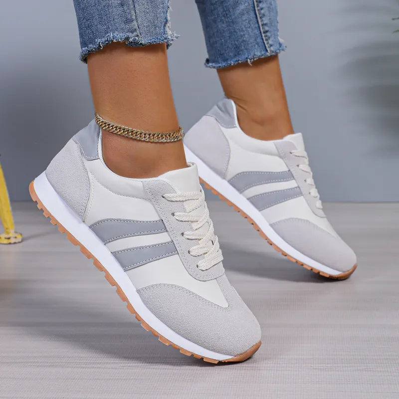 Damen Sneakers ⎜ Modische Schuhe mit Kontraststreifen und bequemer Sohle für Alltag und Freizeit