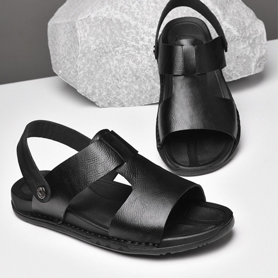 Herren Sandalen ⎜ Bequeme Leder-Schuhe im Römischen Stil mit verstellbarem Riemen für den Sommer