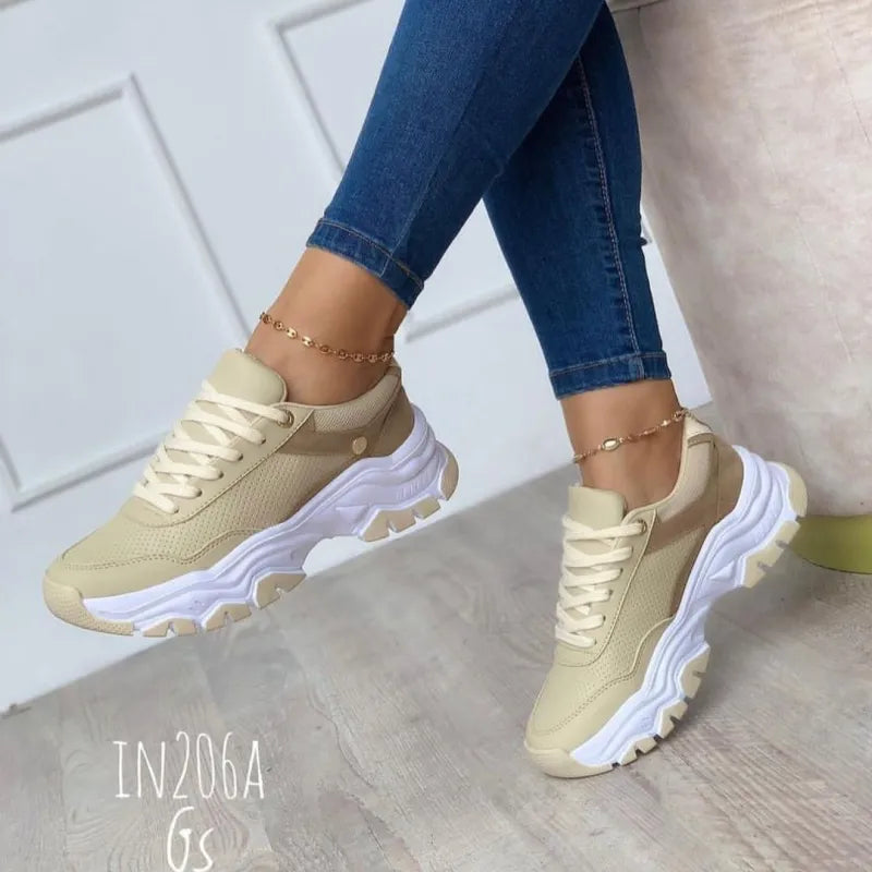 Plattform-Sneaker für Damen ⎜ Bequeme Schuhe mit Klassischem Design und Modischer Sohle für Alltag