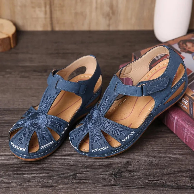Damen Casual-Sandalen ⎜ Rutschfest mit Weicher Leichtsohle und Retro-Design für Alltag & Freizeit