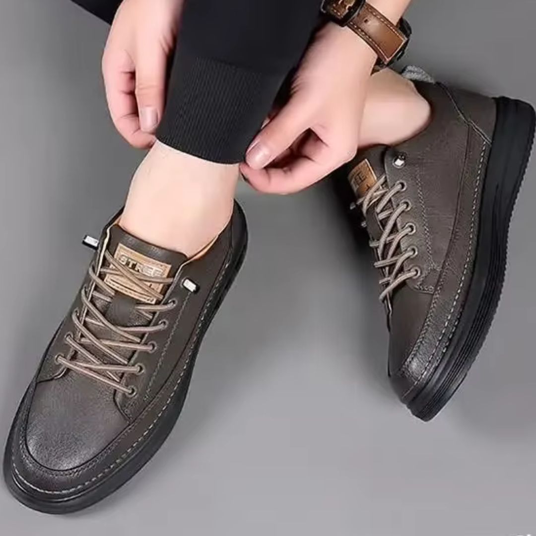 Herren Sneakers ⎜ Bequeme Sport- und Freizeitschuhe aus Leder mit gepolsterter Sohle