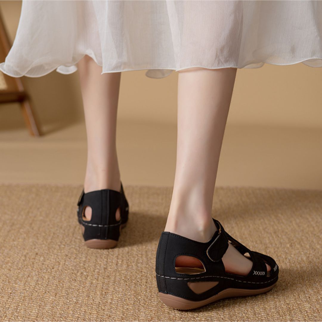 Damen Casual-Sandalen ⎜ Rutschfest mit Weicher Leichtsohle und Retro-Design für Alltag & Freizeit