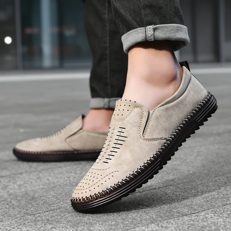 Herren Slip-On Schuhe ⎜ Bequeme Freizeit-Schuhe aus hochwertigem Leder für den Alltag