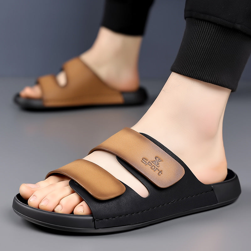 Outdoor Slipper für Herren ⎜ Rutschfeste, verstellbare Freizeitschuhe mit Farbdetails