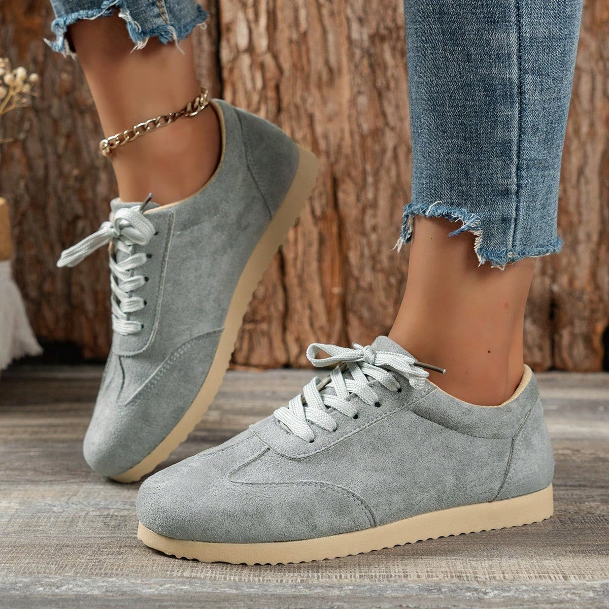 Damen Sneakers ⎜ Bequeme Schnürschuhe im Retro-Design mit weicher Sohle für den Alltag