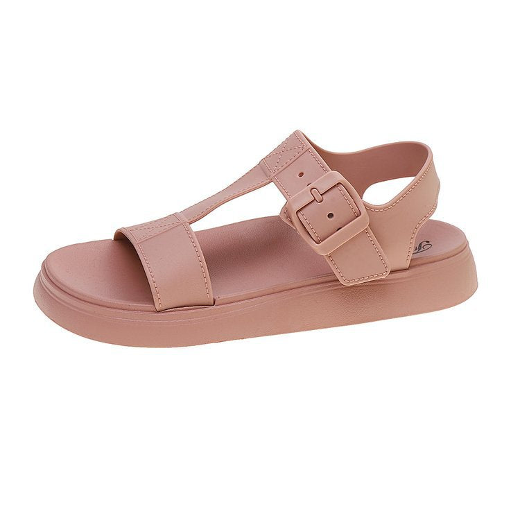 Damen Sandalen mit Schnalle ⎜ Stylische Sommerschuhe mit rutschfester Sohle und bequemem I-Riemen-Design