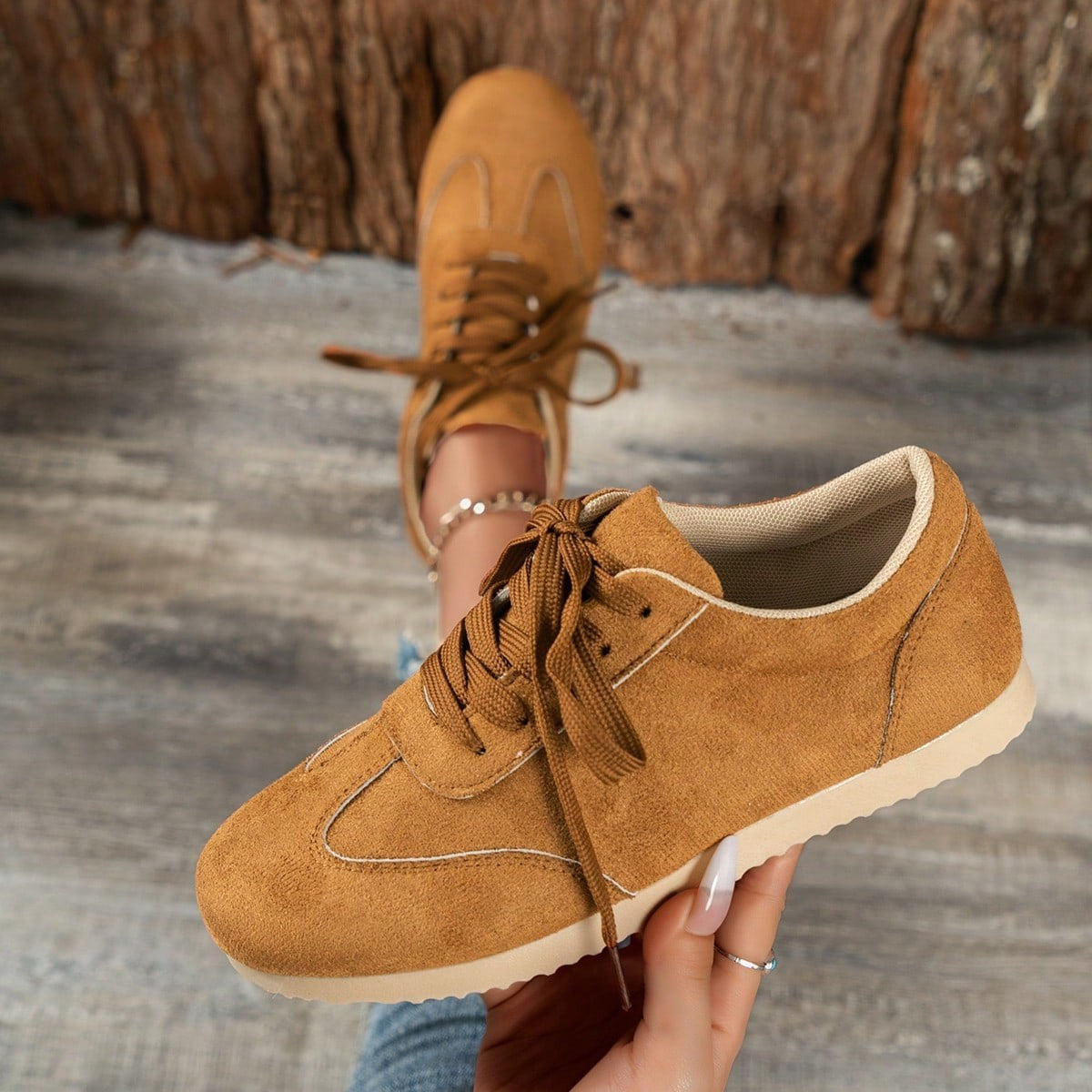 Damen Sneakers ⎜ Bequeme Schnürschuhe im Retro-Design mit weicher Sohle für den Alltag