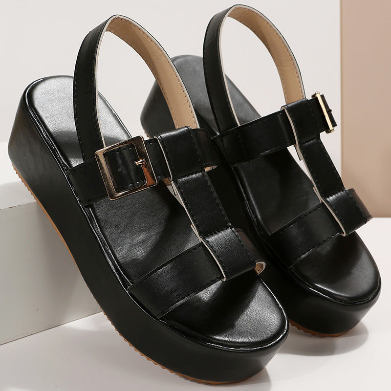 Damen Plateau Sandalen ⎜ Modische Schuhe mit verstellbarem Riemen und bequemem Tragekomfort