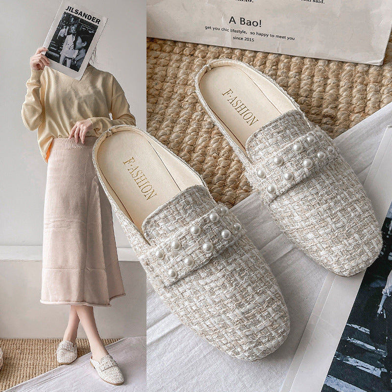Elegante Flache Sandalen für Damen ⎜ Komfortable Schuhe mit Perlen-Details für stilvolle Freizeitlooks