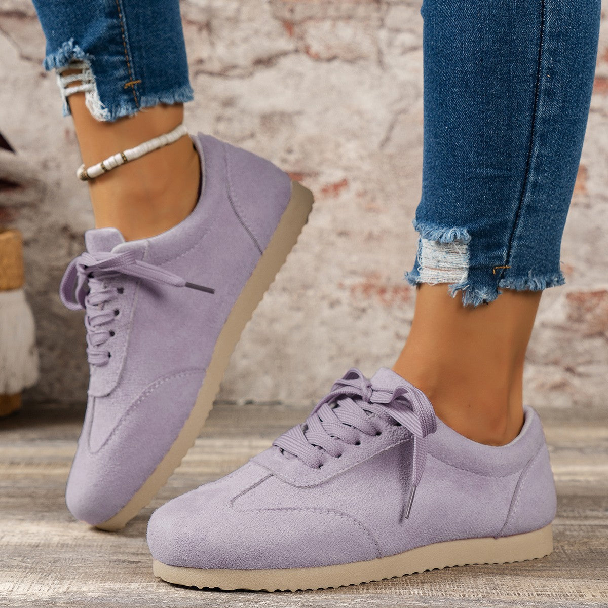 Damen Sneakers ⎜ Bequeme Schnürschuhe im Retro-Design mit weicher Sohle für den Alltag