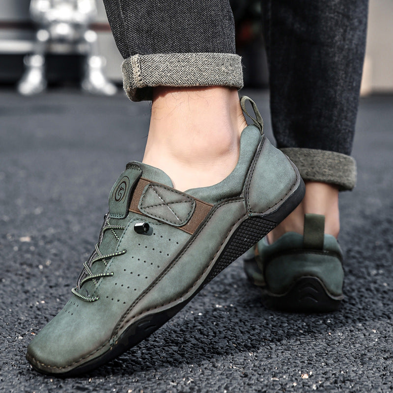 Handgenähte Herren Freizeitschuhe ⎜ Bequeme Retro-Sneakers aus Leder für den Alltag