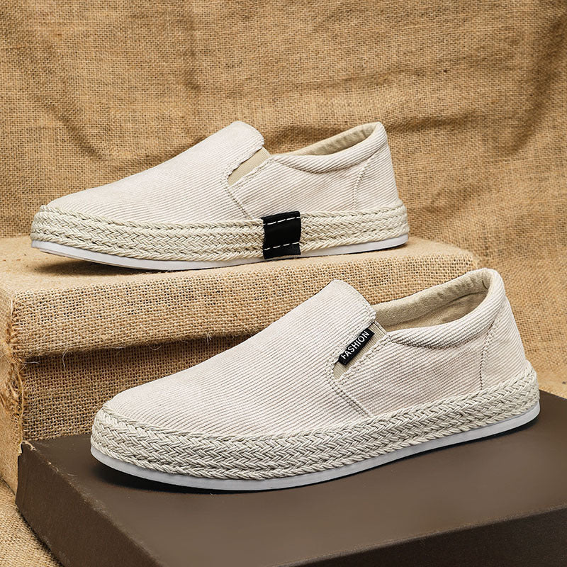 Atmungsaktive Herren Slipper ⎜ Bequeme Canvas-Schuhe im Espadrille-Stil für Freizeit und Sommer