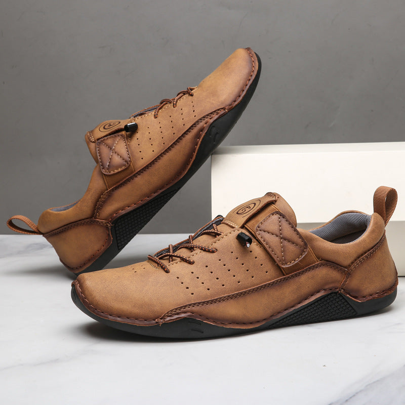 Handgenähte Herren Freizeitschuhe ⎜ Bequeme Retro-Sneakers aus Leder für den Alltag