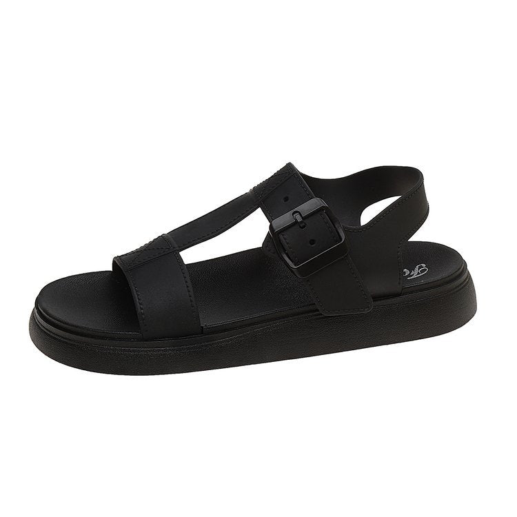 Damen Sandalen mit Schnalle ⎜ Stylische Sommerschuhe mit rutschfester Sohle und bequemem I-Riemen-Design