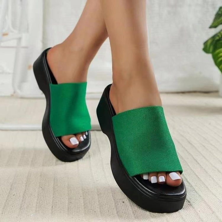Modische Plateau-Slipper für Damen ⎜ Bequeme Wedges mit Leopardenmuster für vielseitige Outfits