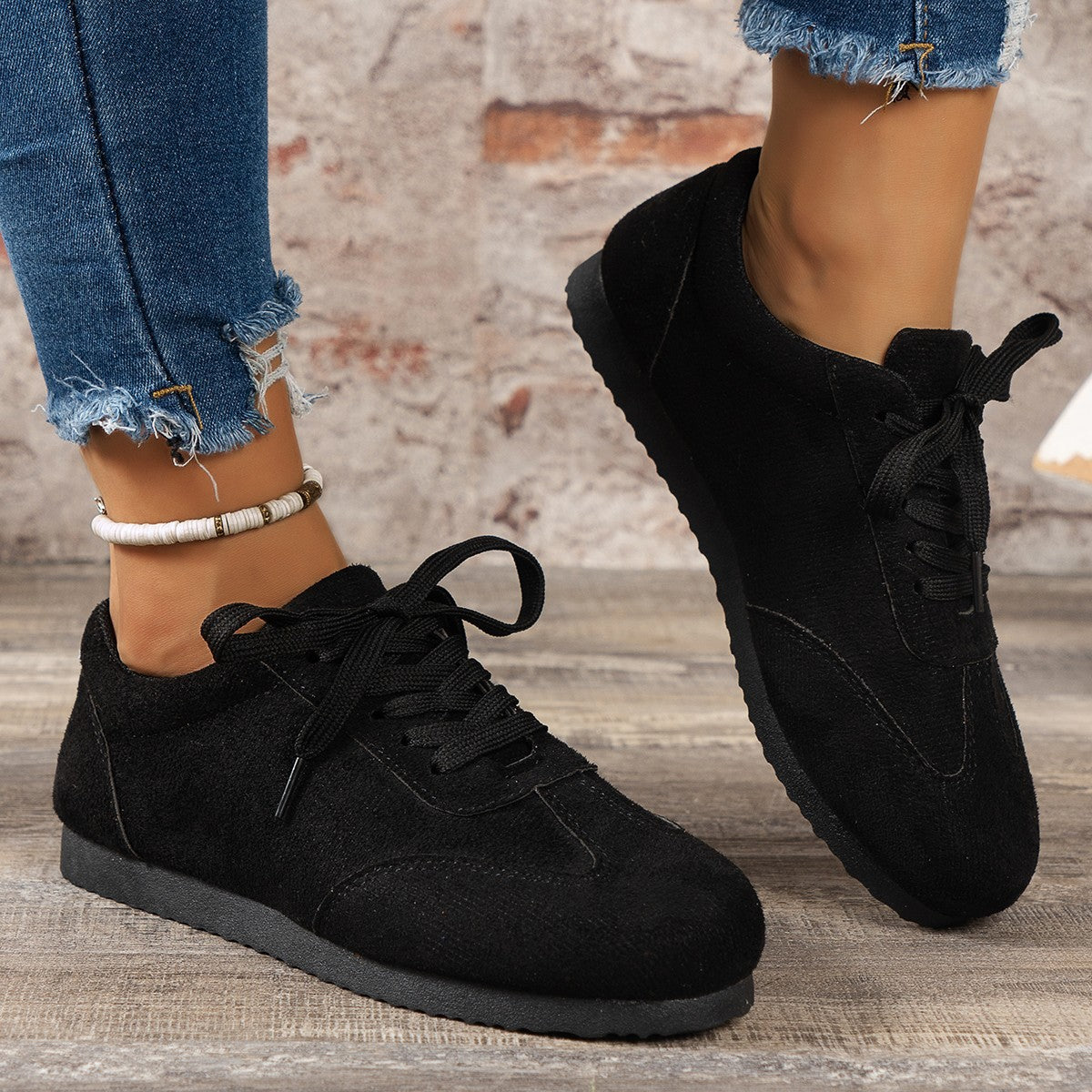 Damen Sneakers ⎜ Bequeme Schnürschuhe im Retro-Design mit weicher Sohle für den Alltag