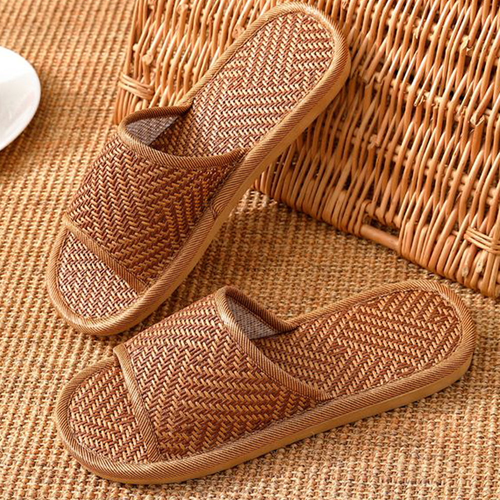 Hausschuhe aus Rattan ⎜ Bequeme Strohsandalen mit Atmungsaktivem Design für den Alltag