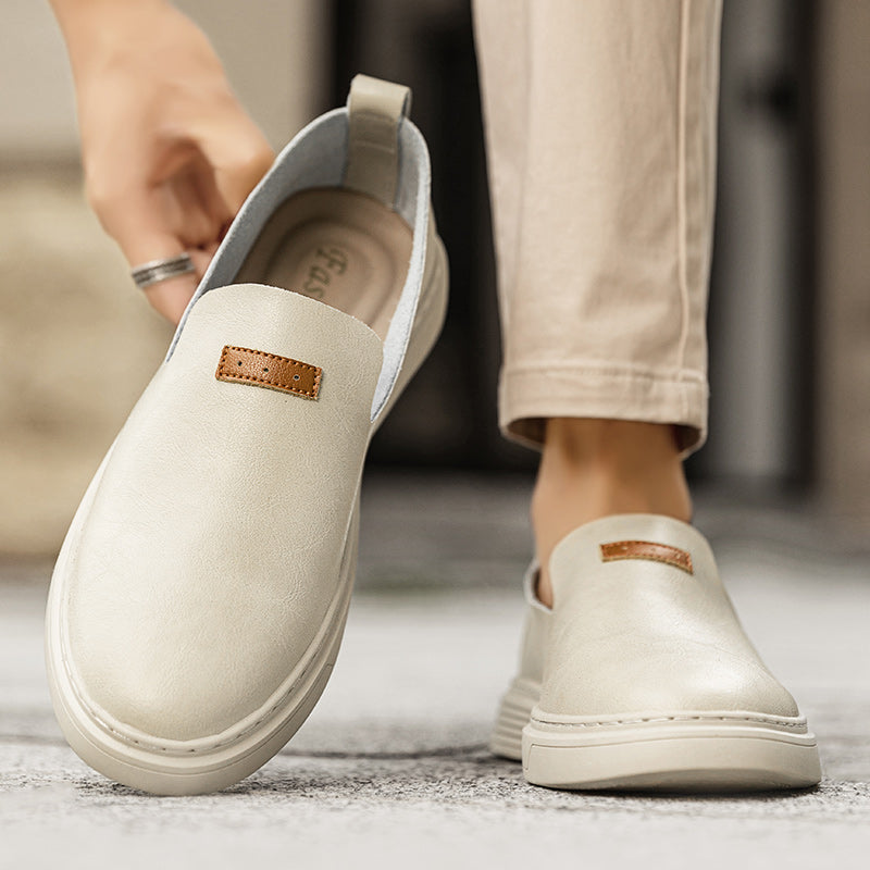 Herren Slip-On Schuhe ⎜ Bequeme Outdoor-Schuhe aus Leder für den Sommer und Freizeit