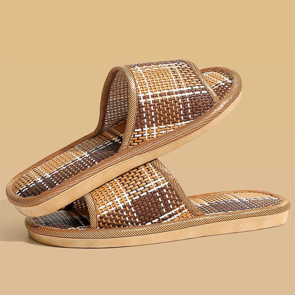 Hausschuhe aus Rattan ⎜ Bequeme Strohsandalen mit Atmungsaktivem Design für den Alltag