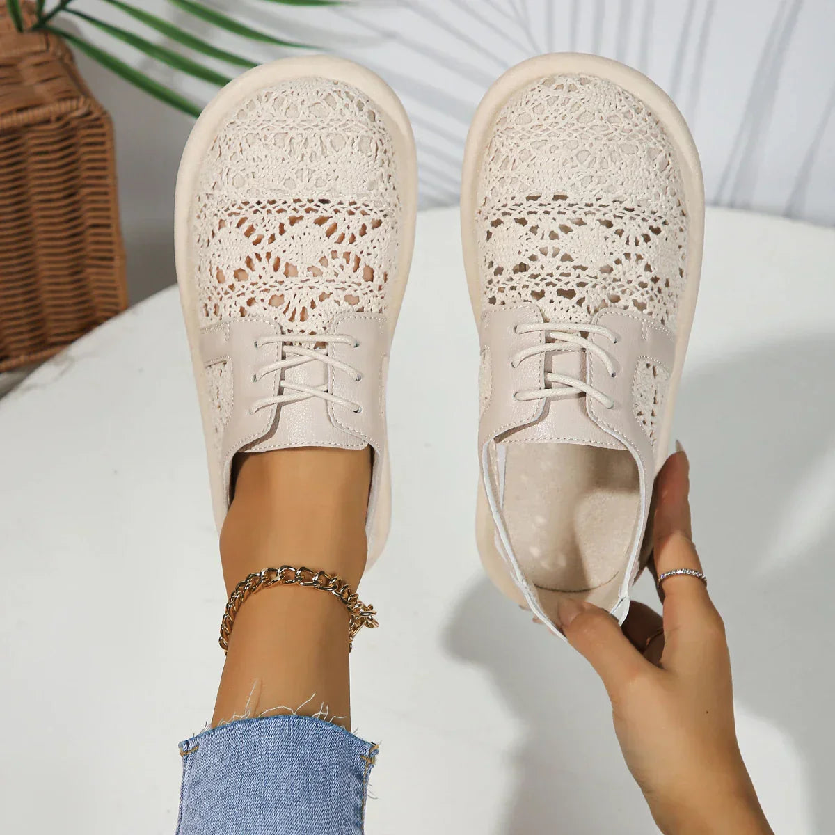 Sneaker für Damen ⎜ Bequeme Flats mit atmungsaktivem Mesh und komfortabler Sohle