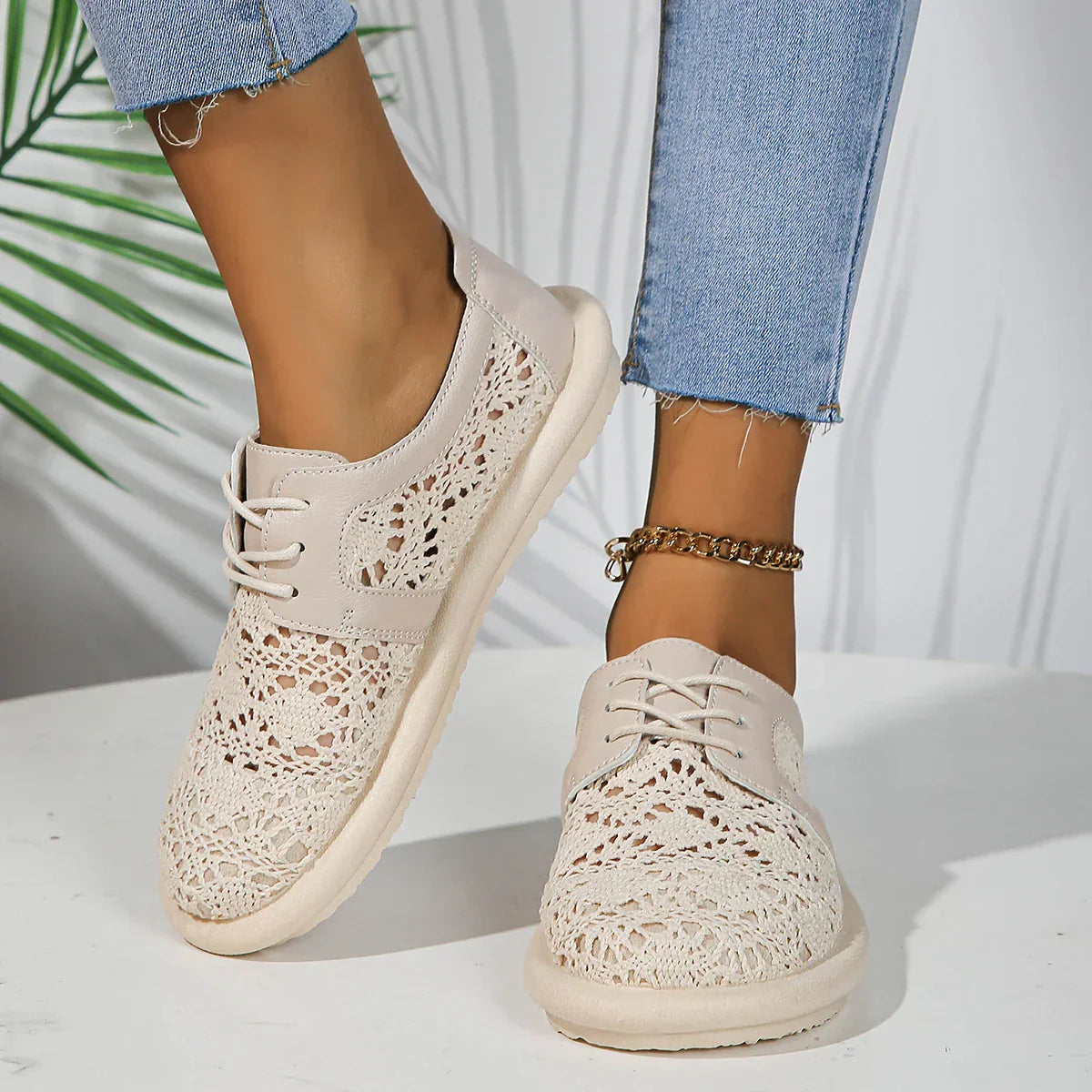 Sneaker für Damen ⎜ Bequeme Flats mit atmungsaktivem Mesh und komfortabler Sohle
