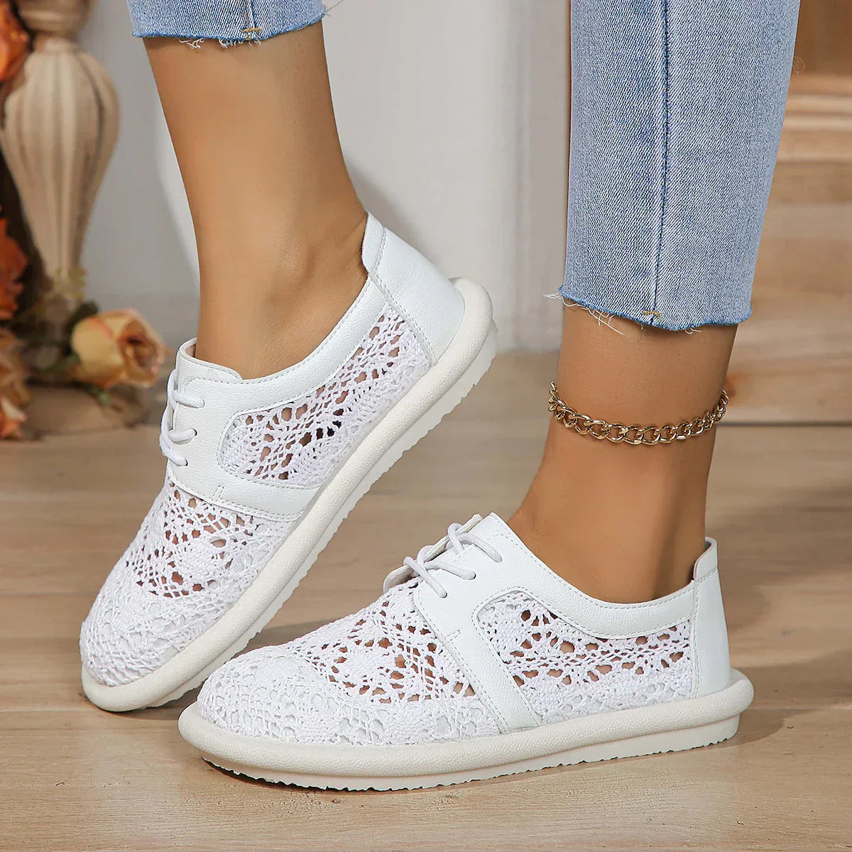 Sneaker für Damen ⎜ Bequeme Flats mit atmungsaktivem Mesh und komfortabler Sohle