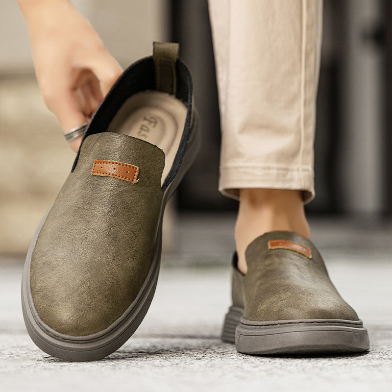 Herren Slip-On Schuhe ⎜ Bequeme Outdoor-Schuhe aus Leder für den Sommer und Freizeit