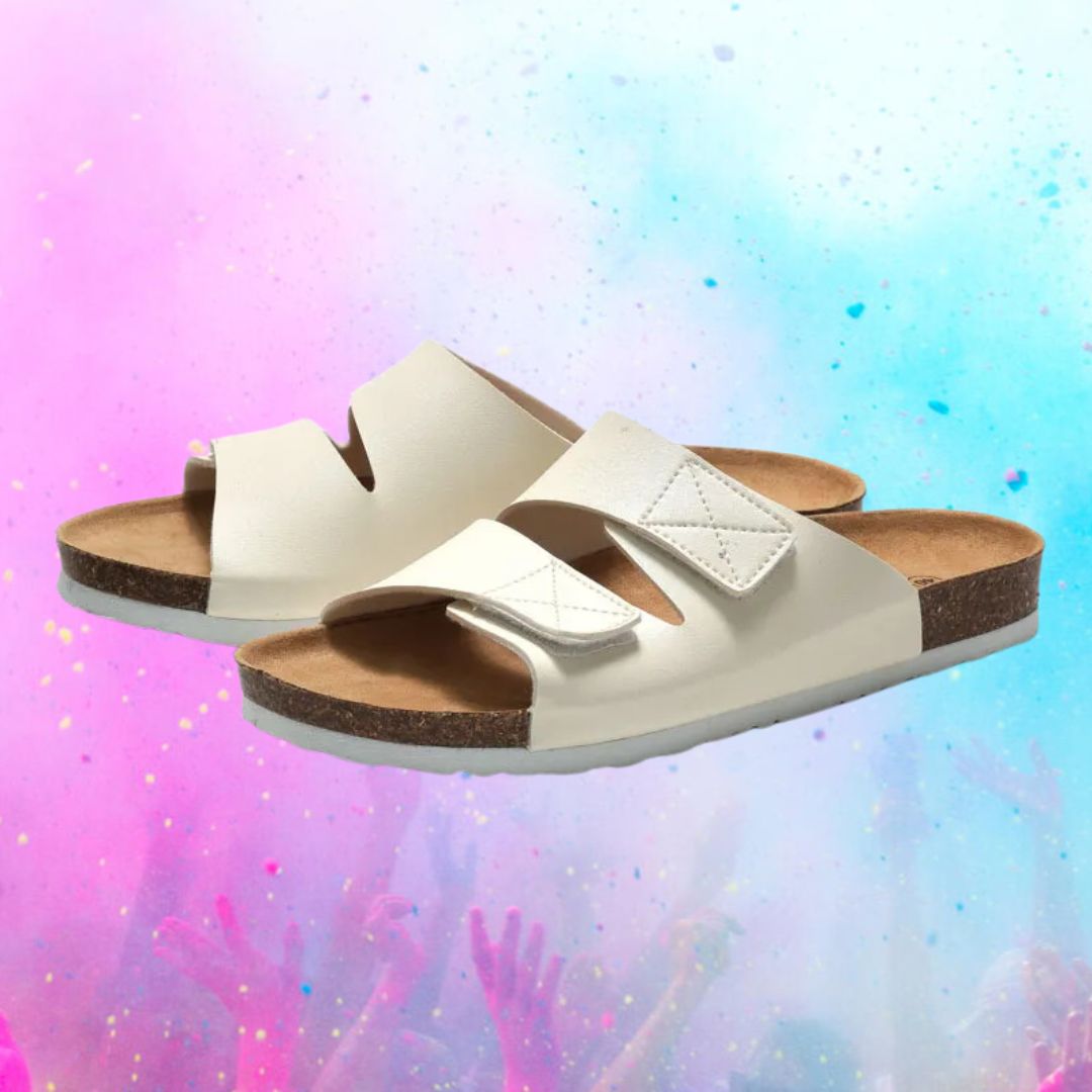 Herren Kork-Slipper ⎜ Bequeme Sandalen mit verstellbarem Klettverschluss für optimalen Halt