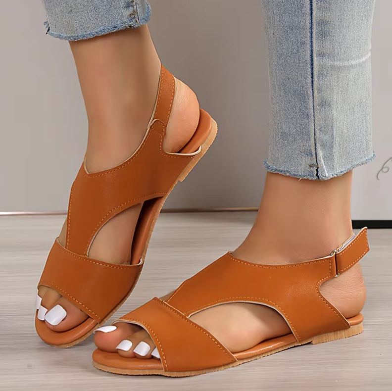 Damen Flache Sandalen ⎜ Bequeme Schuhe mit Riemen und offenem Zehenbereich für den Casual-Look