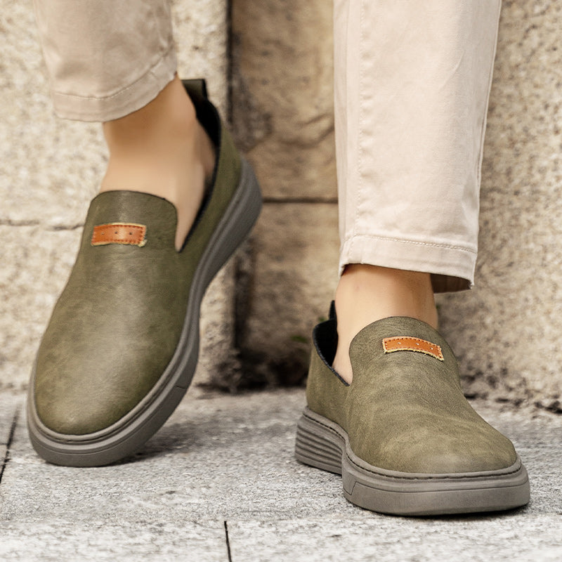 Herren Slip-On Schuhe ⎜ Bequeme Outdoor-Schuhe aus Leder für den Sommer und Freizeit