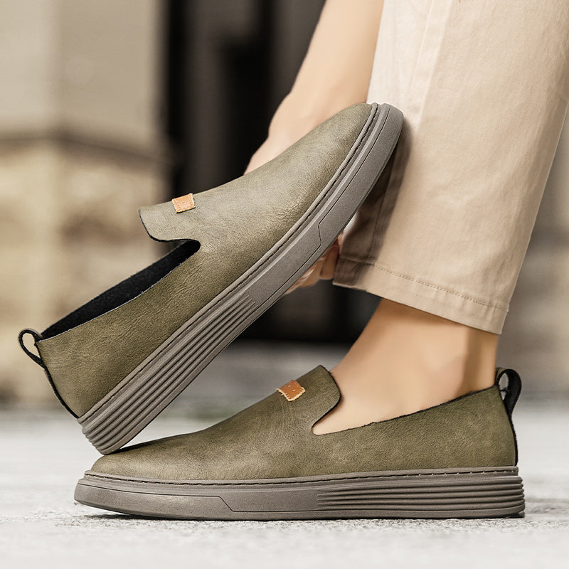 Herren Slip-On Schuhe ⎜ Bequeme Outdoor-Schuhe aus Leder für den Sommer und Freizeit