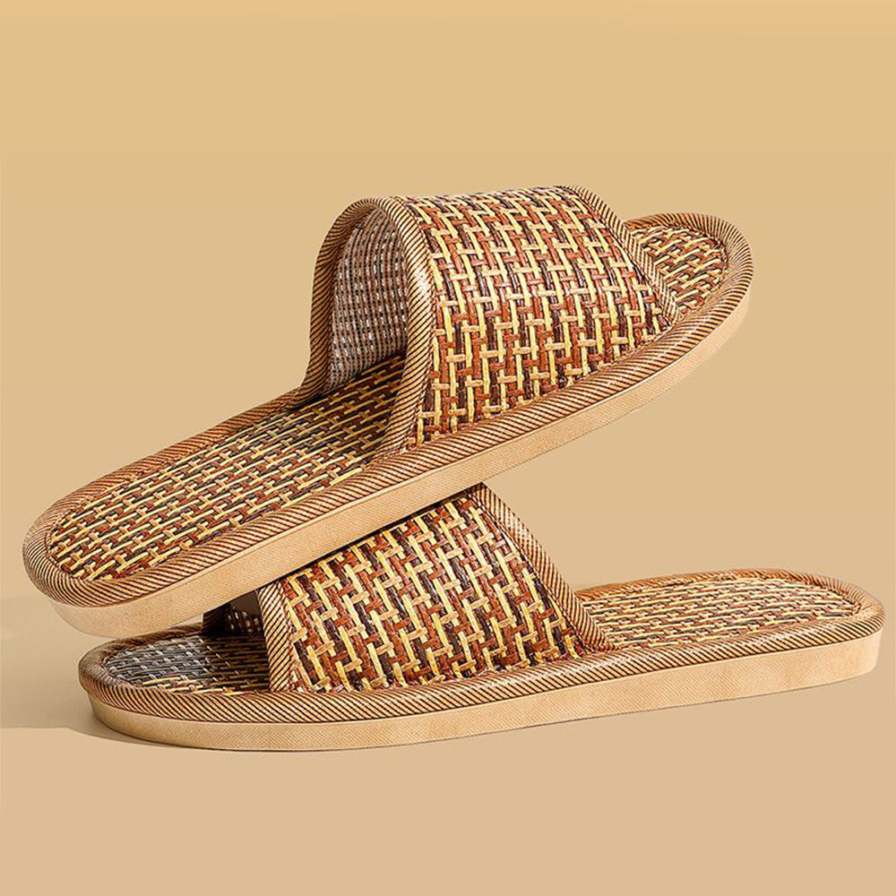 Hausschuhe aus Rattan ⎜ Bequeme Strohsandalen mit Atmungsaktivem Design für den Alltag