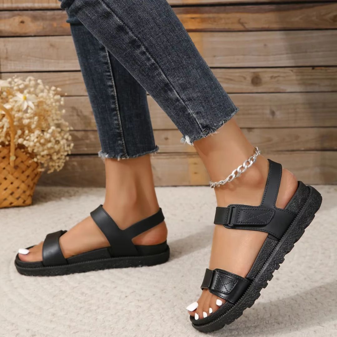 Damen Sportliche Sandalen ⎜ Bequeme Sommerschuhe mit Klettverschluss und Weicher Sohle für Alltag & Strand