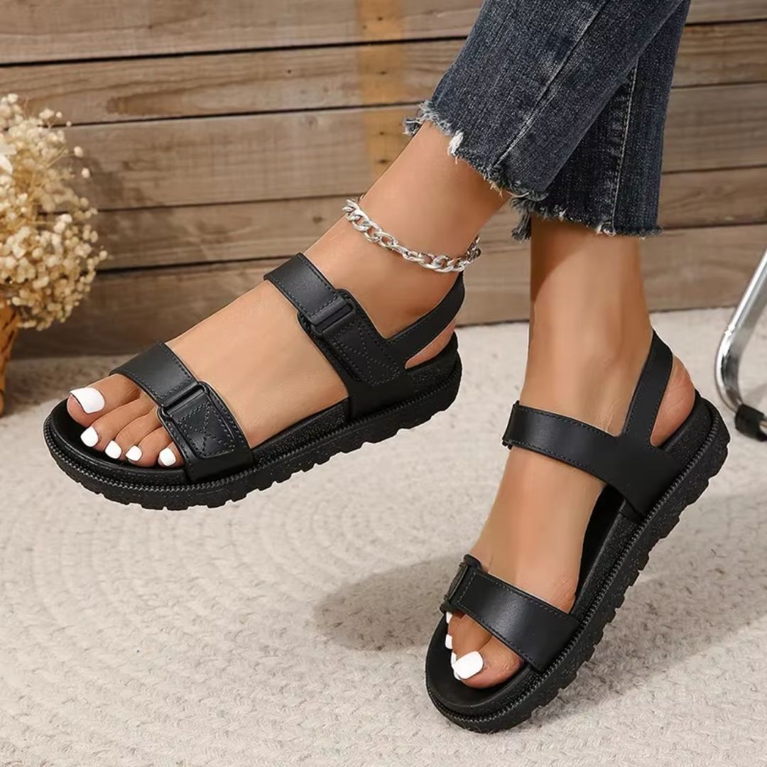Damen Sportliche Sandalen ⎜ Bequeme Sommerschuhe mit Klettverschluss und Weicher Sohle für Alltag & Strand